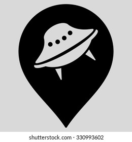 Ufo Place vector icon. Style is flat black symbol, rounded angles, light gray background.