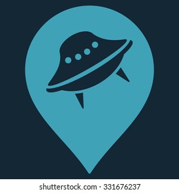 Ufo Place vector icon. Style is flat blue symbol, rounded angles, dark blue background.