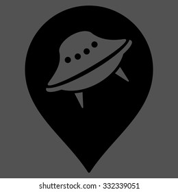 Ufo Place vector icon. Style is flat black symbol, rounded angles, gray background.