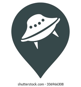 Ufo Place vector icon. Style is flat soft blue symbol, rounded angles, white background.