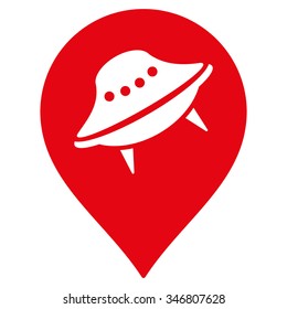 Ufo Place vector icon. Style is flat intensive red symbol, rounded angles, white background.