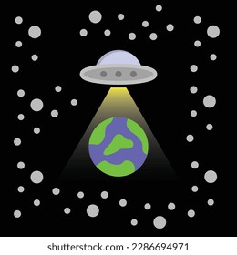 ufo plane illustration. suitable as a presentation material or wallpaper and .
