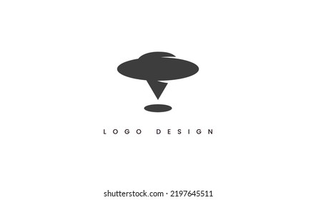 UFO Plane Logo. UFO Usable for Technology Company Logos. UFO Flat Vector Logo Design Template Element.