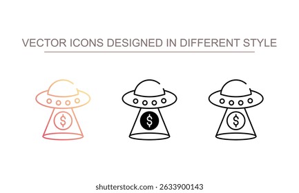 Ufo Pull Money ícone design com fundo branco ilustração stock