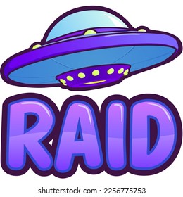 UFO Raid Emote Cartoon Vector Illustration