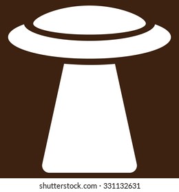 Ufo Ray vector icon. Style is flat white symbol, rounded angles, brown background.