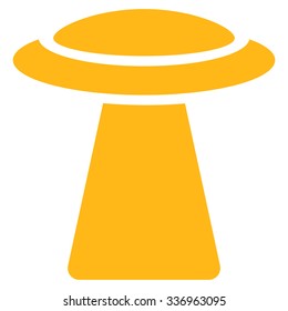 Ufo Ray vector icon. Style is flat yellow symbol, rounded angles, white background.