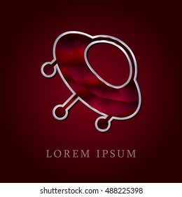 UFO Red Crystal Ruby with Silver Precious Jewel Icon / Logo Design