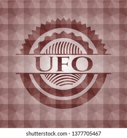 UFO red emblem with geometric pattern. Seamless.