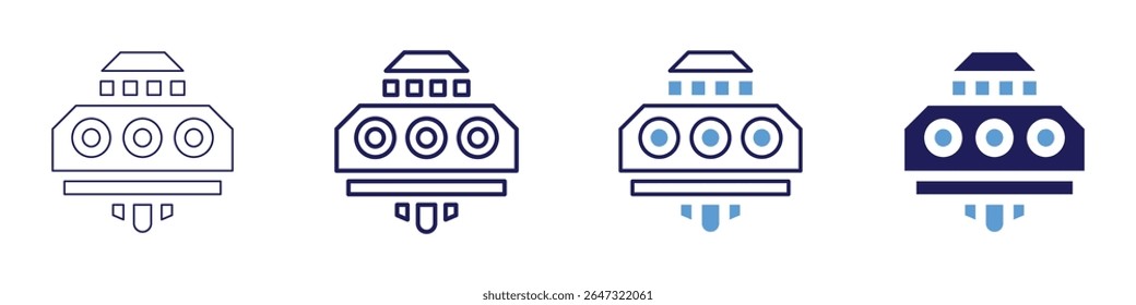 Ufo research icon in 4 different styles. Thin Line, Line, Bold Line, Duotone. Duotone style. Editable stroke.