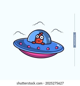 ufo sausage cute illustration,space concept,vector eps 10