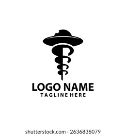 ufo screw logo design vector