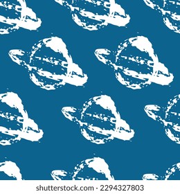 ufo seamless grunge pattern monochrome blue