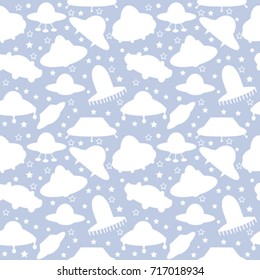 UFO seamless pattern, background for kids