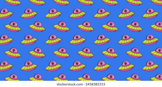 UFO seamless pattern. Vector Illustration.