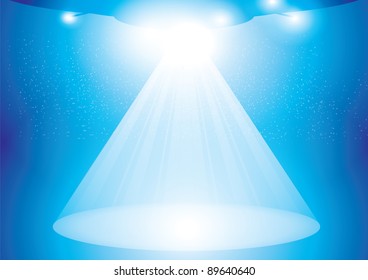 ufo shining rays at ground