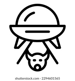 Ufo ship cow icon outline vector. Space alien. Astronaut cute