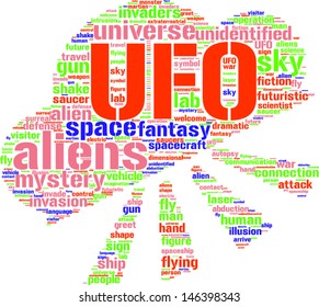 ufo sign tag cloud vector illustration