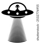 UFO silhouette, alien spaceship, UFO vector icon