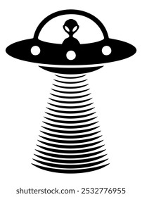 UFO silhouette, alien spaceship, UFO vector icon