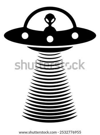 UFO silhouette, alien spaceship, UFO vector icon