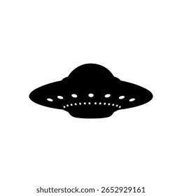 Ufo silhueta ícone vetor ilustração plana sobre fundo branco.