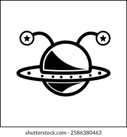 UFO silhouette illustration vector design in black and white. suitable for logos, icons, posters, advertisements, banners, companies, t-shirt designs, stickers, websites.