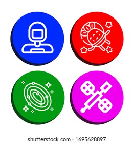 ufo simple iconos conjunto. Contiene iconos como Astronauta, Galaxy, Estación Espacial, puede ser usado para web, móvil y logotipo