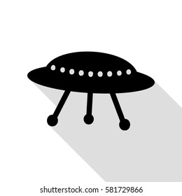 UFO simple sign. Black icon with flat style shadow path.