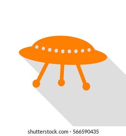 UFO simple sign. Orange icon with flat style shadow path.