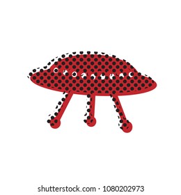 UFO simple sign. Vector. Brown icon with shifted black circle pattern as duplicate at white background. Isolated.