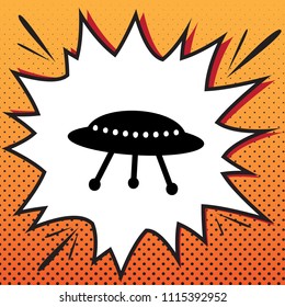 UFO simple sign. Vector. Comics style icon on pop-art background.
