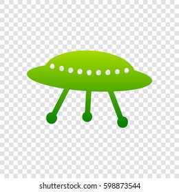 UFO simple sign. Vector. Green gradient icon on transparent background.
