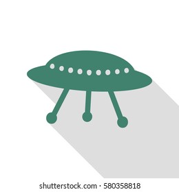 UFO simple sign. Veridian icon with flat style shadow path.