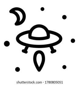 Ufo In Sky Flat Icon Isolated On White Background