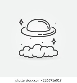 UFO in Sky vector concept icon or sign in thin line style