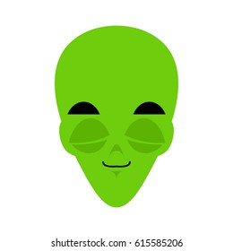 UFO sleeping Emoji. Green alien face asleep emotion. martian avatar
