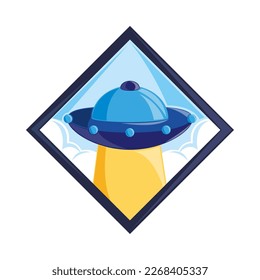 UFO space badge icon isolated