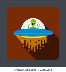 Ufo in space concept background. Cartoon illustration of ufo in space vector concept background for web design