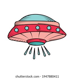 ufo space doodle icon isolated