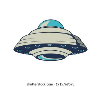 ufo space flying retro style icon vector illustration design