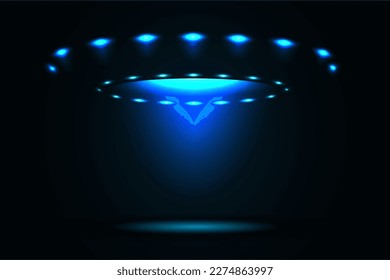 ufo space flying saucer alien ship luminous vector illustration isolated on white background