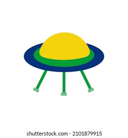 Ufo space, hand drawing. Spaceship for flying through the universe or the galaxy. Print for children's textiles for T-shirts and clothes. Notepads and design for kids. Satellite, shuttle, ufo. Vector