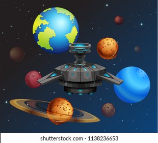 UFO in the space illustration