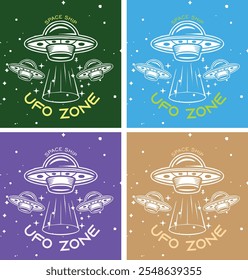 UFO space ship illustrated graphic colour combo