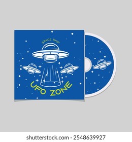 Placa de vinil ilustrada de nave espacial UFO