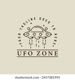 ufo space ship logo line art vector simple minimalist illustration template icon graphic design , aerospace sign or symbol for astronomy concept with retro typography style