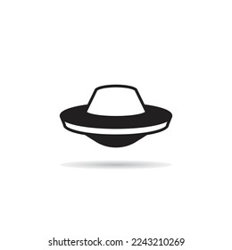 ufo and spacecraft icon on white background