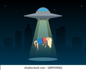 ufo spaceship abduct a woman at night