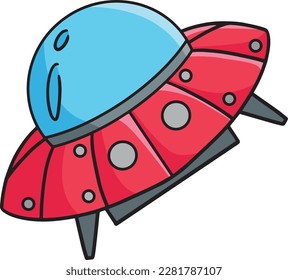 UFO Spaceship Cartoon Colored Clipart Illustration